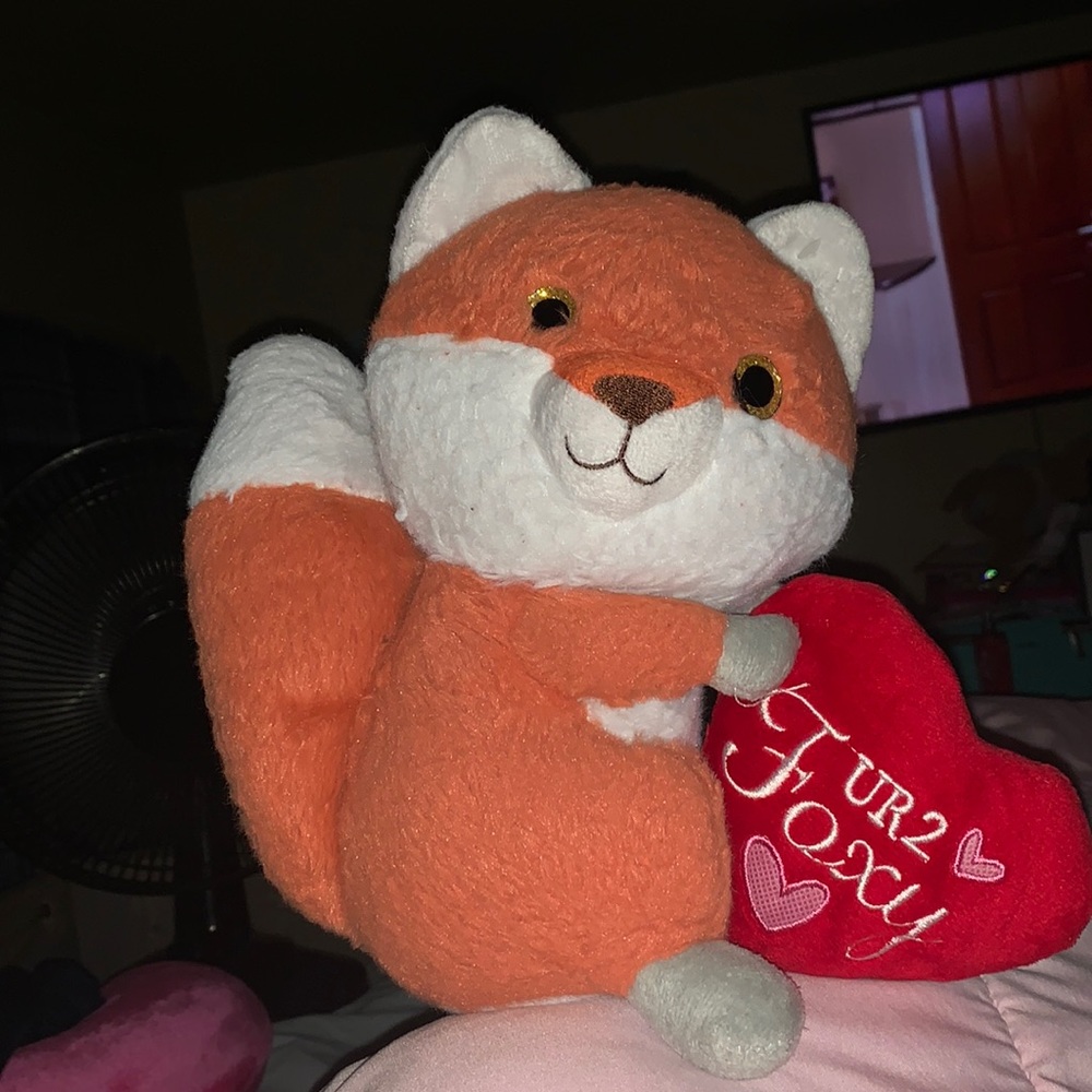 Orange fox, with a heart